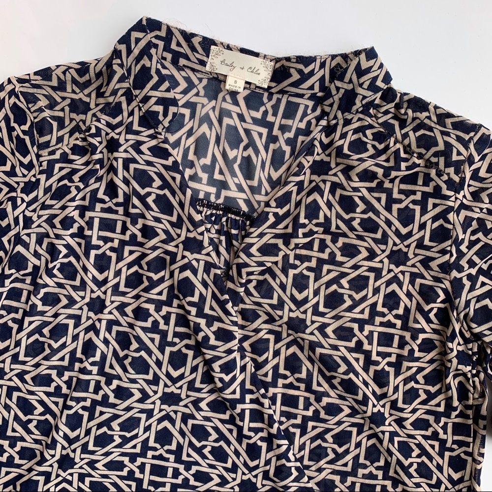 Anthropologie—Bailey & Chloe—Blue & Cream Blouse - Picture 2 of 8